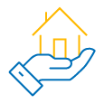 Icono de una mano cargando una casa
